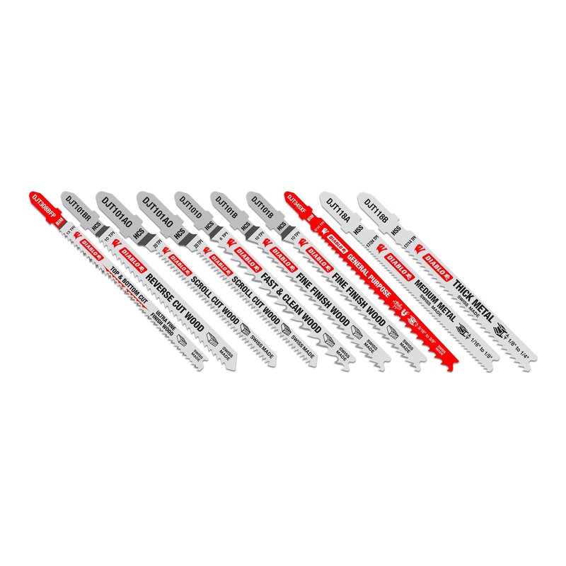 Diablo DJT10S T-Shank Jig Saw Blade Set for Wood & Metal, 10 Piece Set