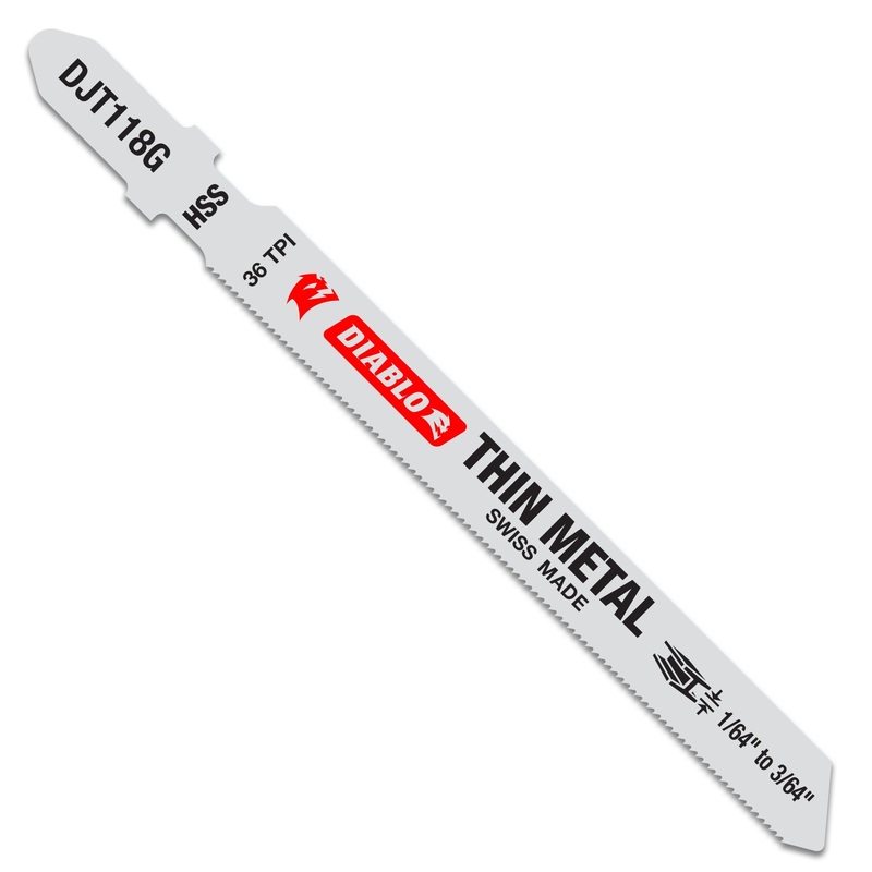 Diablo DJT118G5 3-5/8 in. 36 TPI High Speed Steel T-Shank Jig Saw Blades for Thin Metal, 5/Box