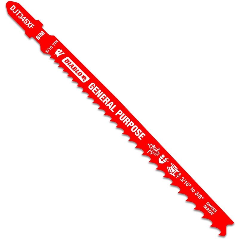 Diablo DJT345XF5 5-1/4 in. 5/10 TPI Bi-Metal T-Shank Jig Saw Blades for General Purpose Cuts, 5/Box