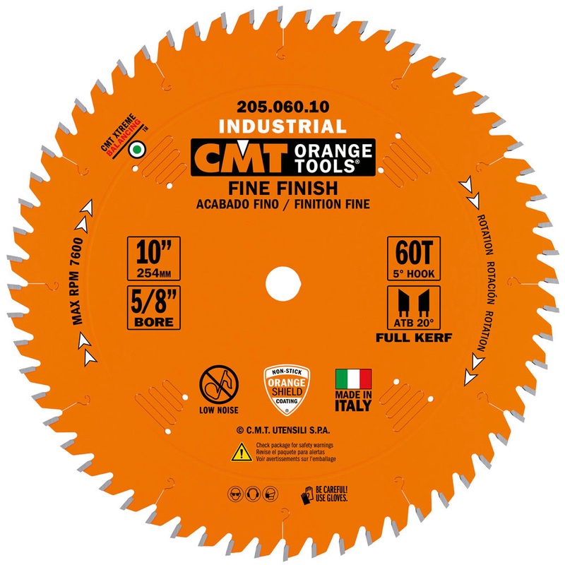 CMT Orange Tools 205.060.10 FINE FINISH 10x0.102/0.071x5/8  T=60 ATB