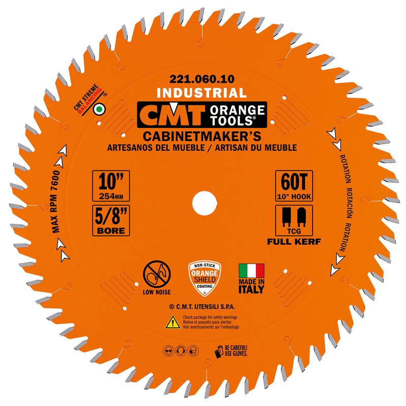 CMT Orange Tools 221.060.10 CABINETMAKERS 10x0.126/0.087x5/8  T=60 TCG