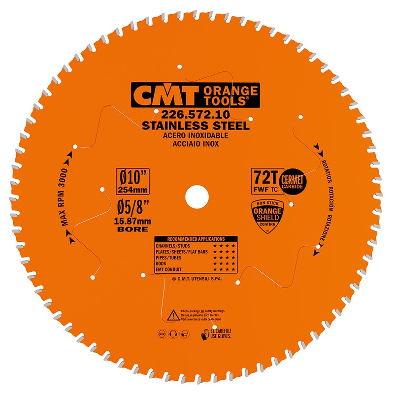 CMT Orange Tools 226.548.07 STAINLESS STEEL 7-1/4x0.079/0.063x5/8  T=48 FWF