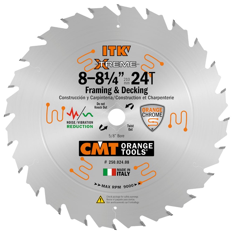 CMT Orange Tools 250.024.08 FRAMING & RIPPING 8-8-1/4x0.082/0.048x5/8<>  T=24 ATB