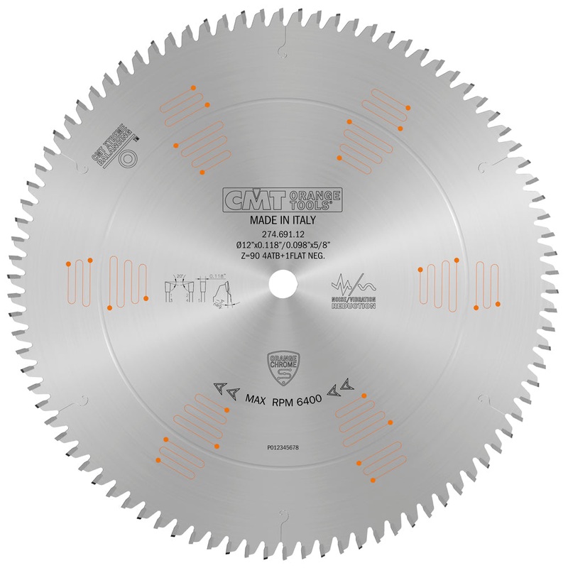 CMT Orange Tools 274.691.12 ULTRA FINISH SLIDING COMPOUND 12x5/8  T=90 ATB+FLAT  (-3 NEG)
