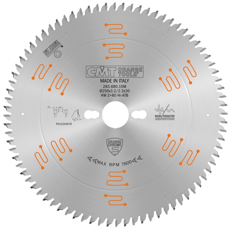 CMT Orange Tools 283.680.10M ULTRA FINISH - PLYWOOD & MELAMINE 250x30mm  T=80 Hi-ATB (-2 NEG)
