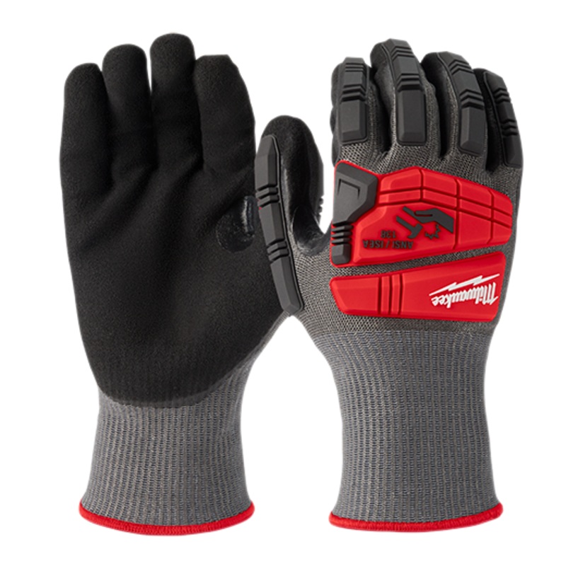 Small Red Nitrile Level 5 Cut Resistant Impact Dipped Work Gloves