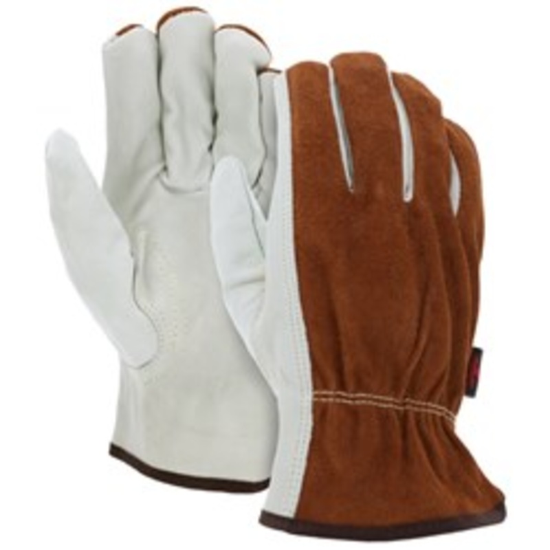 X- Large Leather Drivers Work Gloves CV Grade Cow Grain Palm Split Leather Back Keystone Thumb