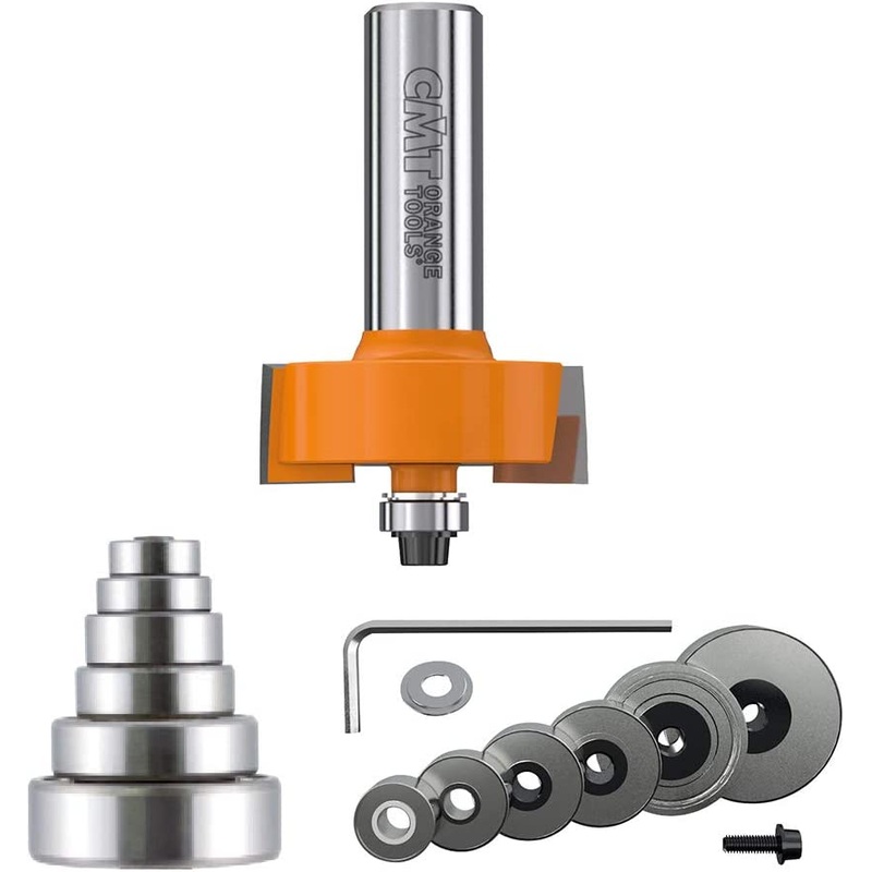 CMT 835.501.11 Variable Depth From 1/8-Inch to 1/2-Inch, 1/2-Inch Cutting Height, 1/2-Inch Shank Rabbeting Router Bit Set