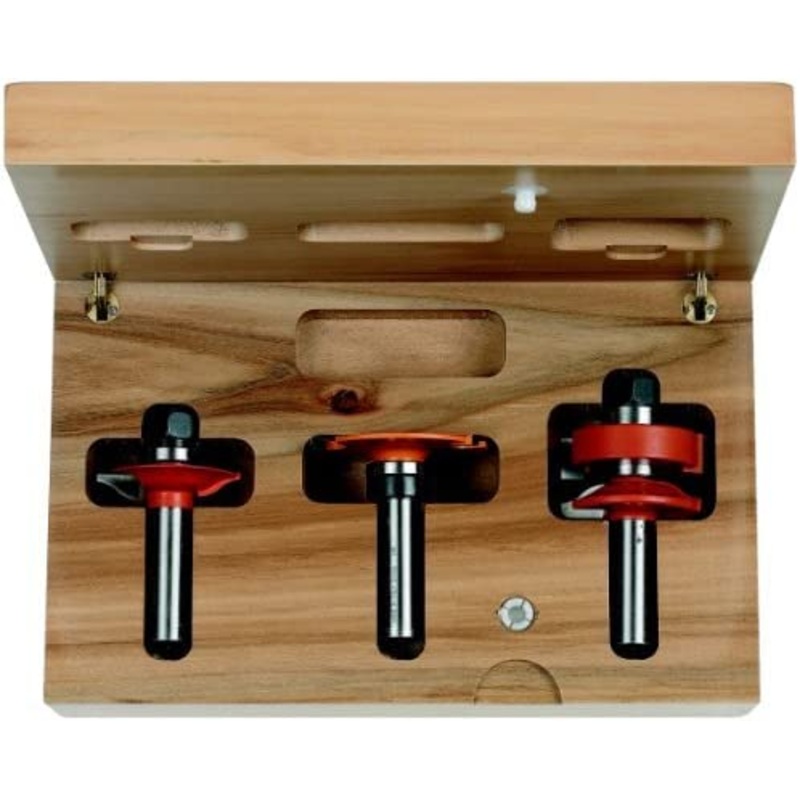 CMT 855.803.11 3-Piece Glass Panel Set in Hardwood Case, 1/2-Inch Shank, Carbide-Tipped