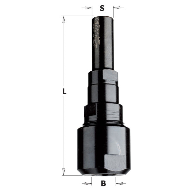 CMT Orange Tools 796.001.01 ROUTER COLLET EXTENSION WITH 1/4 COLLET