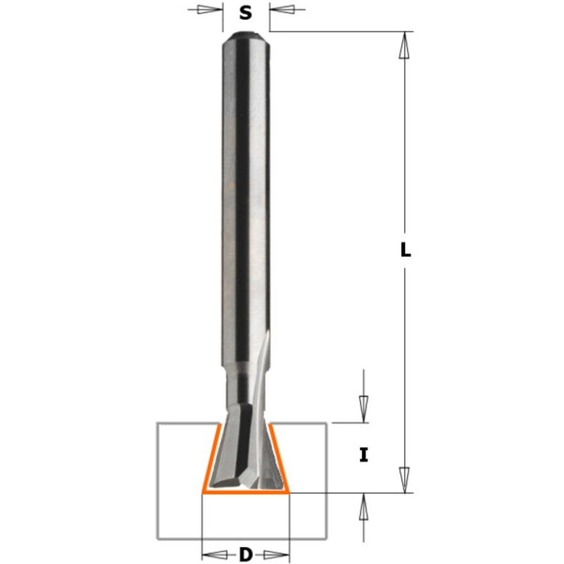 CMT Orange Tools 818.093.11 SOLID CARBIDE DOVETAIL BITS  D=3/8  A=19  S=1/4