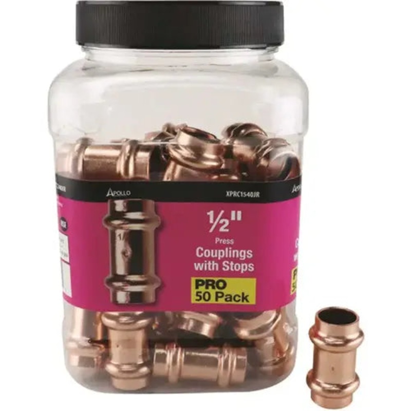 1/2 in. x 1/2 in. Copper Press x Press Coupling with Dimple Stop Pro Pack (50-Pack)
