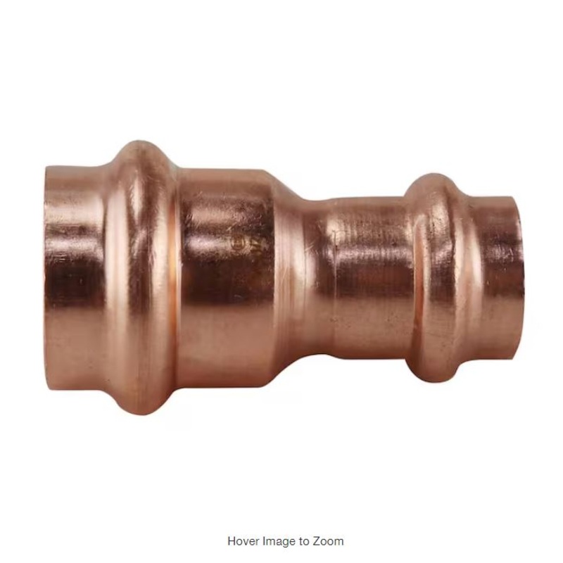 3/4 in. x 1/2 in. Copper Press x Press Reducing Coupling with Dimple Stop