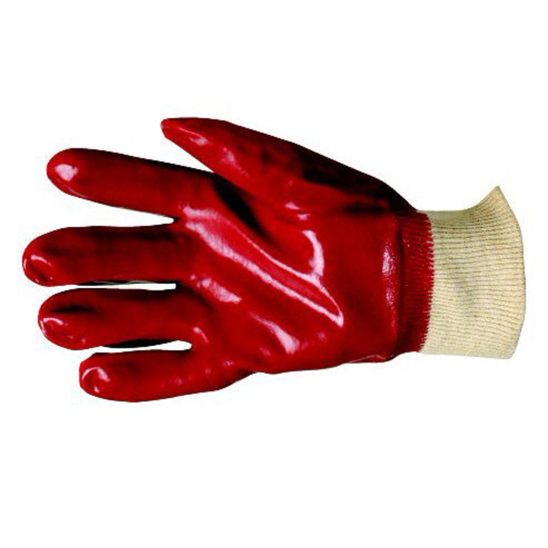 Glove PVC Red Knit Wrist Size 9 [1642]