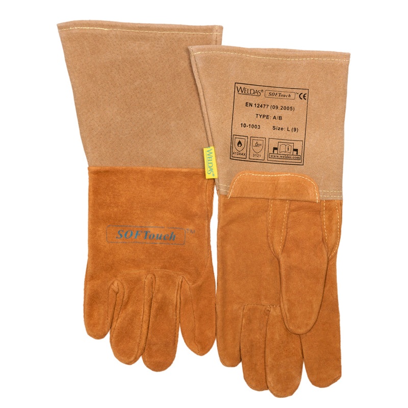 Welders TIG Gauntlet/Glove Pig Skin Soft Tan Weldas 10-1003M High Quality [1632]