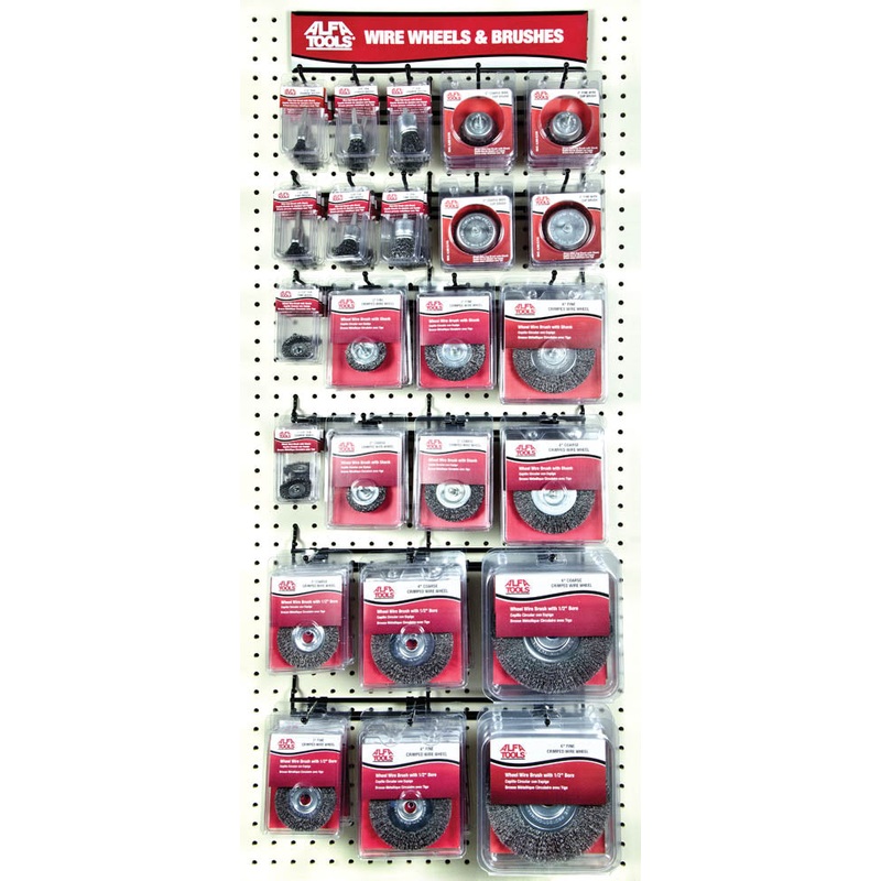 ALFA Tools WBM72 72 PC WIRE WHEEL AND BRUSH MERCHANDISER 1/pack